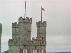 Investiture of Prince of Wales on 1st July 1969, inside themedieval walls of Caernarfon Castle in front of 4,000 guests, Wales, UK Stock Footage