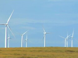 Wind turbines on the hill Stock Footage