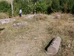 Yeregis ancient Jewish cemetery, view of the tombs Stock Footage