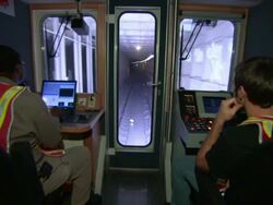 A conductor controls a subway train. Stock Footage