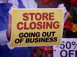 Store Closing Window Sign Stock Footage
