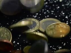 European Union Coins, Slow Mo Stock Footage