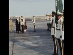 SYND 4 12 74 THE EMIR OF QATAR ARRIVES IN SAUDI ARABIA News Clip
