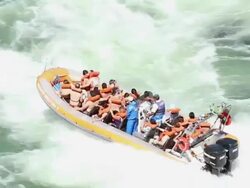WS TS Rafting with rubber boat at Cataratas do Iguacu / Foz do Iguacu, Parana, Brazil Stock Footage