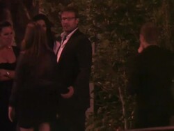 Terri Seymour & Ben Savage leaving Trousdale in West Hollywood at the Celebrity Sightings in Los Angeles at Los Angeles CA. (Footage by WireImage Video/GettyImages) Stock Footage