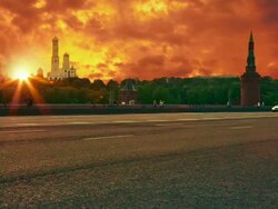 Sunset over Kremlin Stock Footage