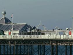 MS, PAN, Brighton pier, Brighton, Sussex, United Kingdom Stock Footage