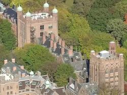 MS AERIAL ZI PAN ZO View of Yale University city / Connecticut, United States Stock Footage