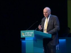 Vince Cable, Liberal Democrat Chancellor, speech to the Liberal Democrat Party Conference 2009 Stock Footage