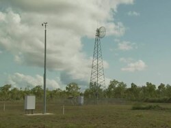 Anemometer and communications tower Mungalalu Truscott Airbase, WA, Australia Stock Footage