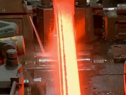 CU View of steelworks in rolling mill at Hoesch-Schwerte / Schwerte, Rhineland-Palatinate, Germany Stock Footage