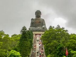 Time-lapse HD: Pedestrians at Ngong Ping Giant buddha Hong Kong Stock Footage