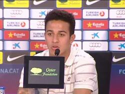 Barcelona's Thiago Alcantara talks Euro 2012, Olym Stock Footage