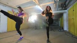 Happy ladies exercising during fitness class Stock Footage