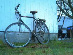 Bicycle Parked Against Amish Barn Stock Footage