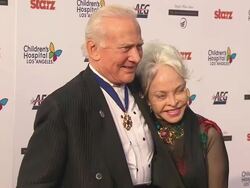 Buzz Aldrin, Lois Driggs Cannon at the Celebrities, Dignitaries 'Dream For Kids' At Grand Opening Gala Celebrating New Hospital At Children's Hospital Los Angeles at Los Angeles CA. (Footage by WireImage Video/GettyImages) Stock Footage