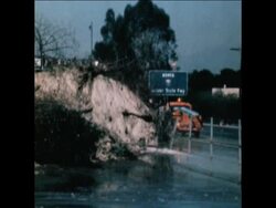 SYND 2/1/70 SCENES OF A MUD RUSH THAT ENGULFED SECTIONS OF THE GOLDEN STATE FREEWAY News Clip