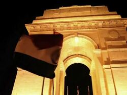 MS Indian flag in front of India Gate / Delhi, Delhi, India Stock Footage