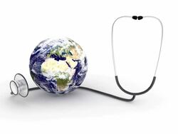 3d render stethoscope and world animation. Stock Footage