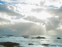 WS T/L View of Atlantic ocean with cloudy sky / Essouira, Morocco Stock Footage
