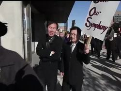 Musicians dressed in tuxedos and black performance attire hit the picket line Monday after refusing to accept pay cuts of more than 30 percent demanded by the financially struggling Detroit Symphony Orchestra. News Clip