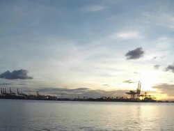 Cargo container shipping with low angle Stock Footage