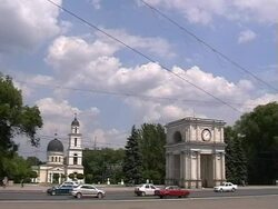 Main street, Kishiniev (Chisinau), Republic of Moldova Stock Footage