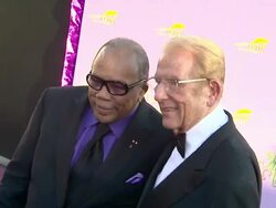 Quincy Jones, Alfred Mann at the The Alfred Mann Foundation's Annual Black-Tie Gala at Santa Monica CA. (Footage by WireImage Video/Getty Images Entertainment Video) Stock Footage