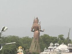 Pull back standing lord shiva statue haridwar uttarakhand Stock Footage