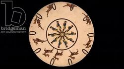 Animated 19th century phenakistoscope with man choppin with axe, and crocodile Stock Footage