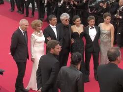 Marisa Paredes (L), Antonio Banderas, Pedro Almodovar and Elena Anaya Stock Footage