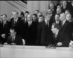 RICHARD NIXON AND BREZHNEV SIGN JOINT DOCUMENT - MUTE News Clip