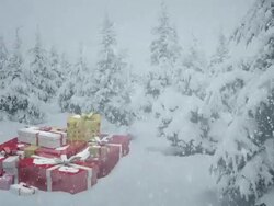 Christmas Gifts With Winter Landscape Stock Footage