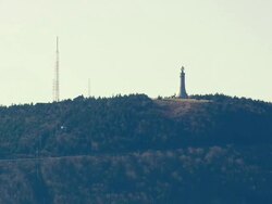MS AERIAL ZI View of Rudyard Kipling House surrounded by autumn color trees / Vermont, United States Stock Footage