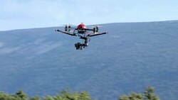 Drone with camera flying above the hill Stock Footage