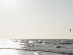 Kite surfer on the beach in Ostend, Belgium Stock Footage