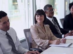 WS PAN R/F Group of coworkers in discussion at conference table/Washington, USA Stock Footage