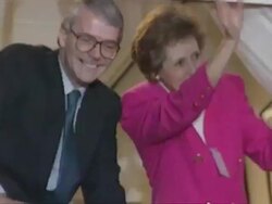 John Major Waving Out Of Party Headquarters Window News Clip