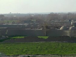WS Grassy landscape / Musa Qala, Helmand Province, Afghanistan. Stock Footage