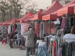 WS outdoor market / Vientiane, Laos Stock Footage