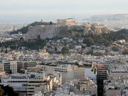 The City of Athens with the Acropolis in the distance, Athens, Greece, Europe Stock Footage