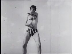 Man wearing only underwear performing self defense / martial arts moves Stock Footage