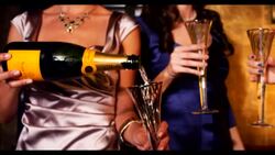 Three women champagne being poured Stock Footage