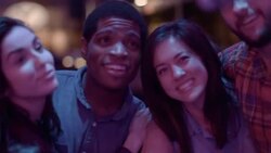 Friends take selfie in nightclub in slow motion Stock Footage