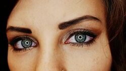 a close up of woman's eyes, who is expecting a baby Stock Footage