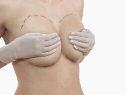 HD DOLLY: Young Woman Hiding Her Breasts Stock Footage