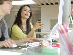  CU TU Young creative co-workers discussing on project / New York, USA Stock Footage