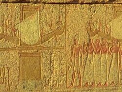 Panning shot of Hieroglyphics in Egypt - NTSC Stock Footage