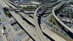 Aerial High Above Highway Interstate 35 North Austin and Round Rock Interchange Stock Footage