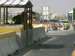 WS View of Guards at checkpoint / Bethlehem, Palestine, Israel Stock Footage